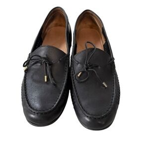 VTG Array Women Black Leather Loafers Driving Moccasins Shoes Size 9.5M